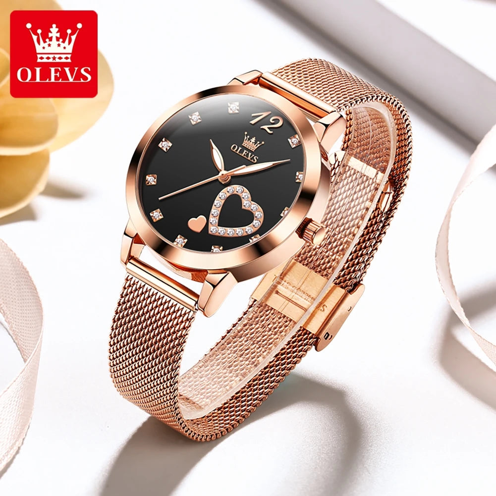 Reloj OLEVS Mujer Casual Elegante con Malla Acero, Brillos y Resistente al Agua