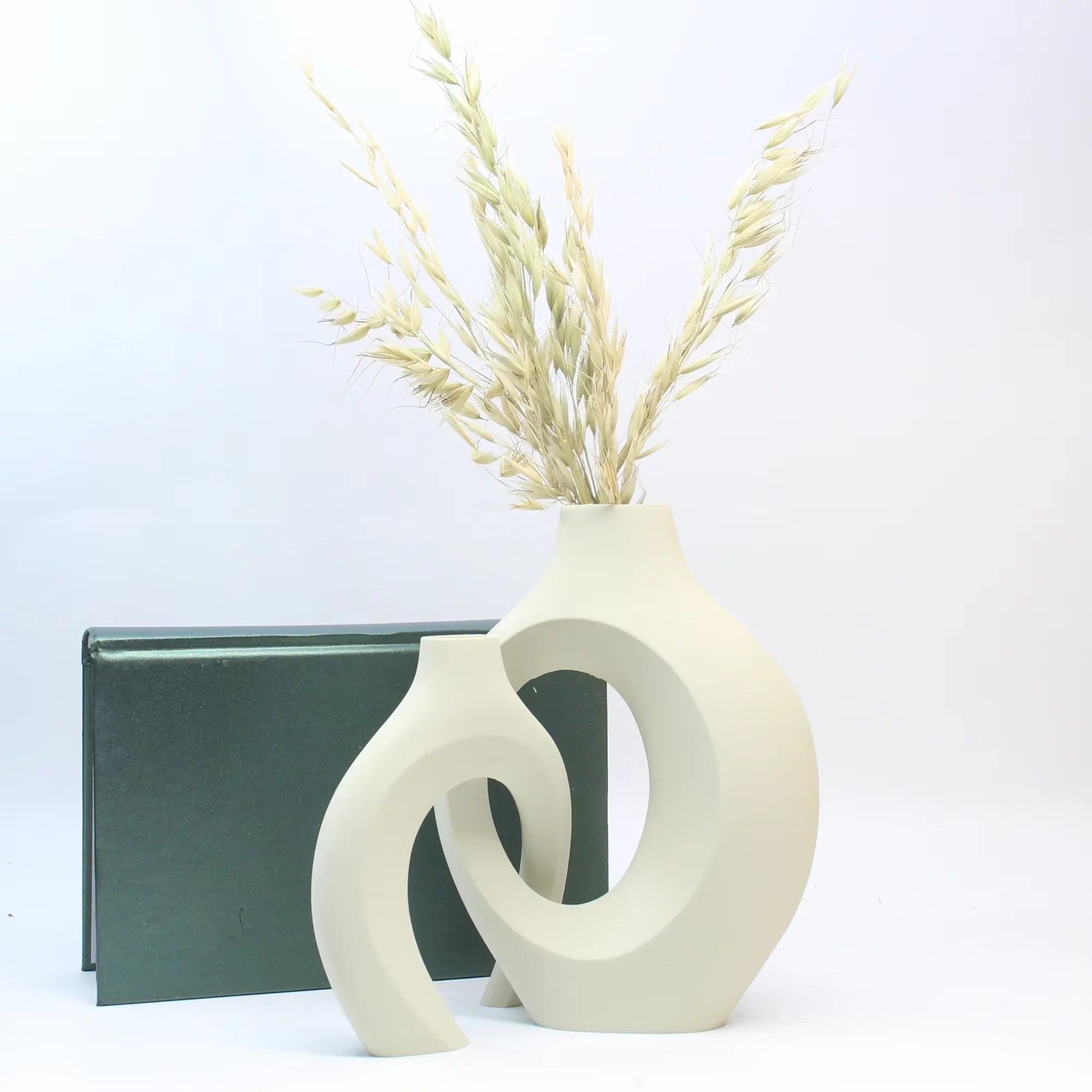 🌿 Set de 2 Jarrones Decorativos Estilo Nórdico Moderno | Jarrones Huecos para Decoración del Hogars
