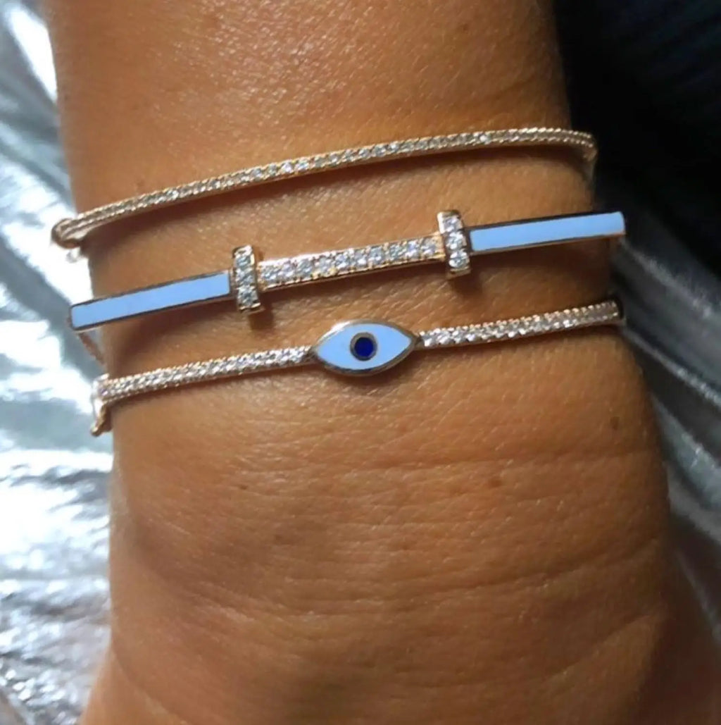Pulsera Mujer Ojo Turco Oro Rosa Estilo Boho de la Suerte