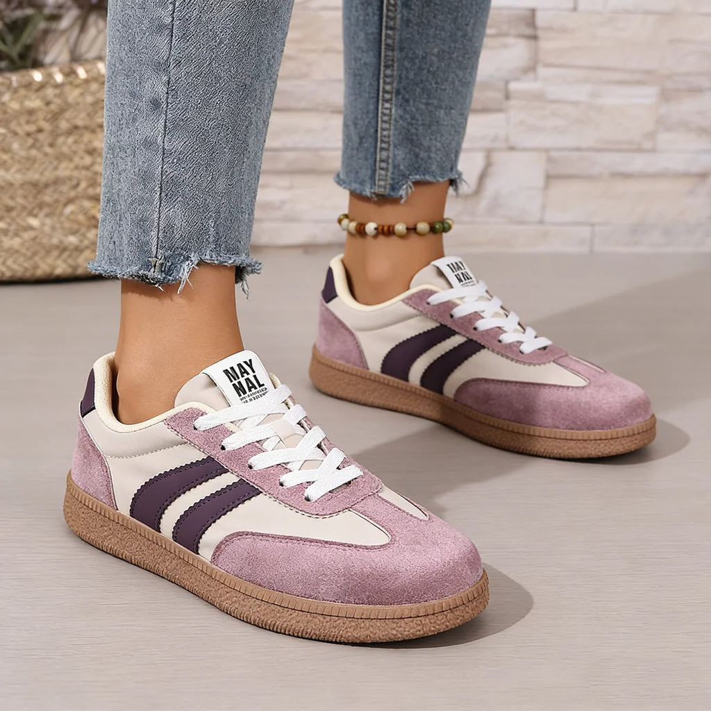 Tenis Mujer Deportivos con Cordones Transpirables y Diseño a Rayas