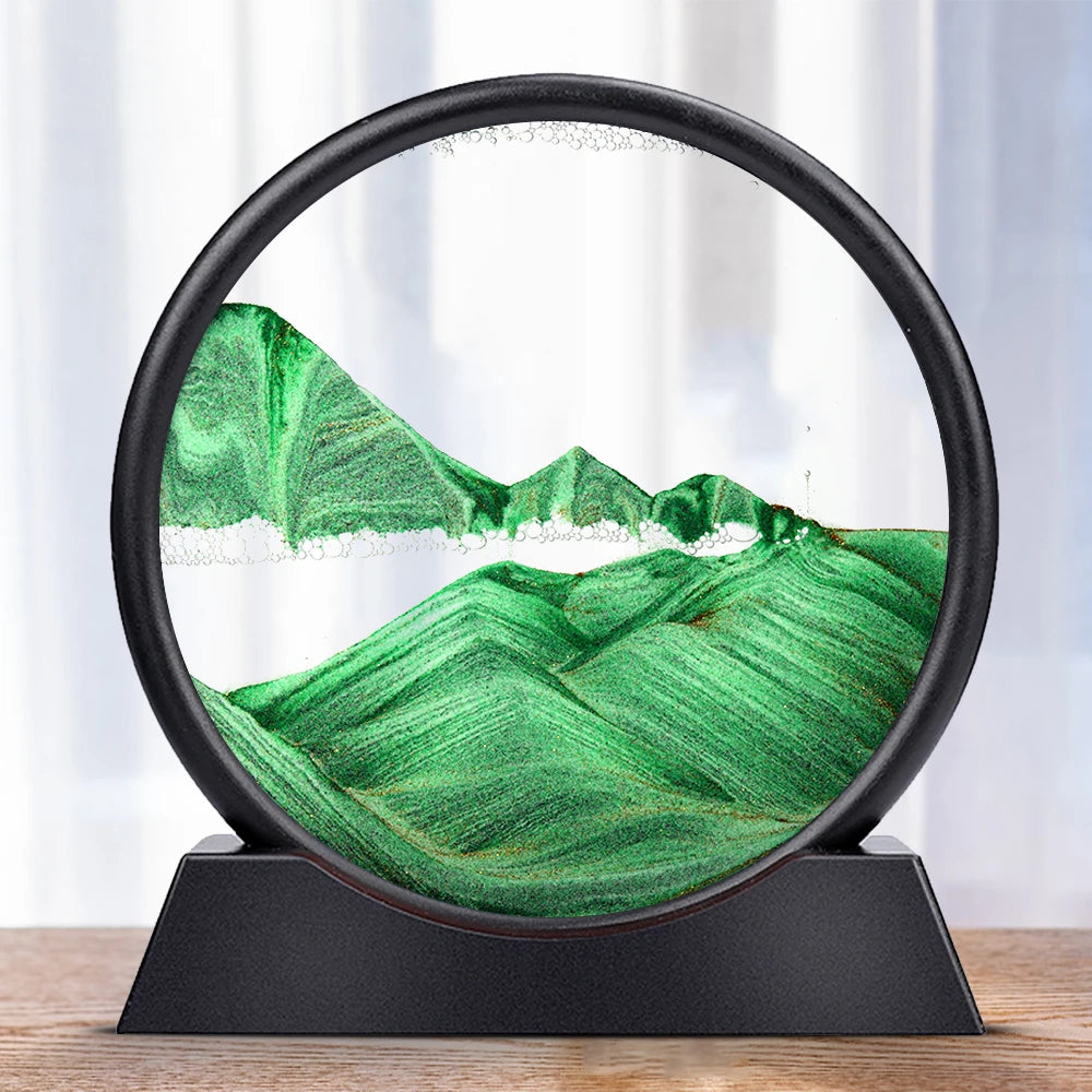 🌊 Cuadro de Arena en Movimiento 3D de Vidrio | Decoración Relajante Tipo Reloj de Arena para Hogar Moderno