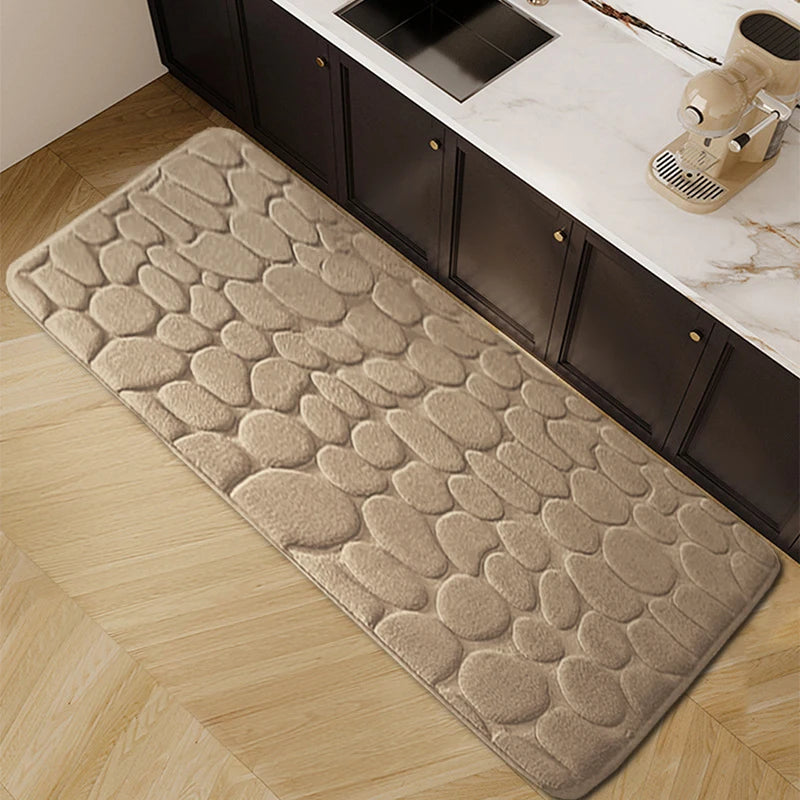 🏡 Tapete de Cocina Antideslizante Suave Diseño Piedra | Alfombra Absorbente Lavable para Hogar