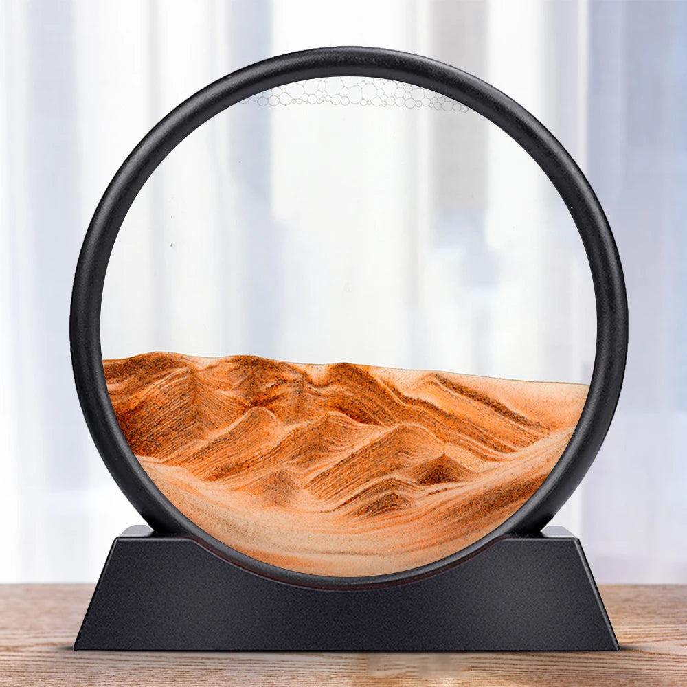 🌊 Cuadro de Arena en Movimiento 3D de Vidrio | Decoración Relajante Tipo Reloj de Arena para Hogar Moderno