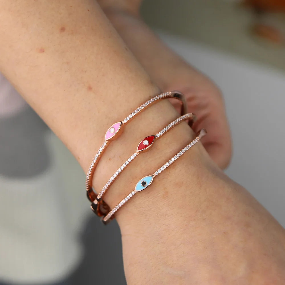 Pulsera Mujer Ojo Turco Oro Rosa Estilo Boho de la Suerte