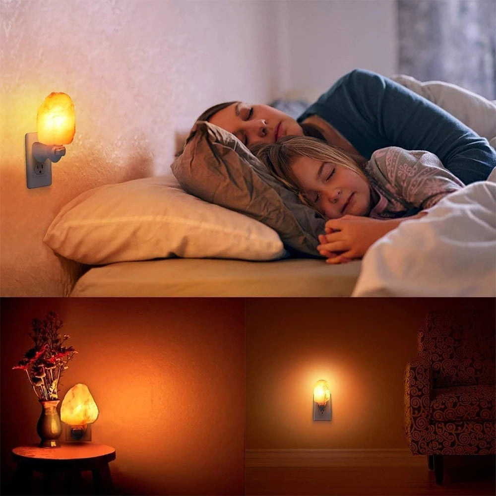 🧂💡 Lámpara de Sal del Himalaya LED con Luz Nocturna | Decoración de Mesa para Dormitorio y Sala con Enchufe