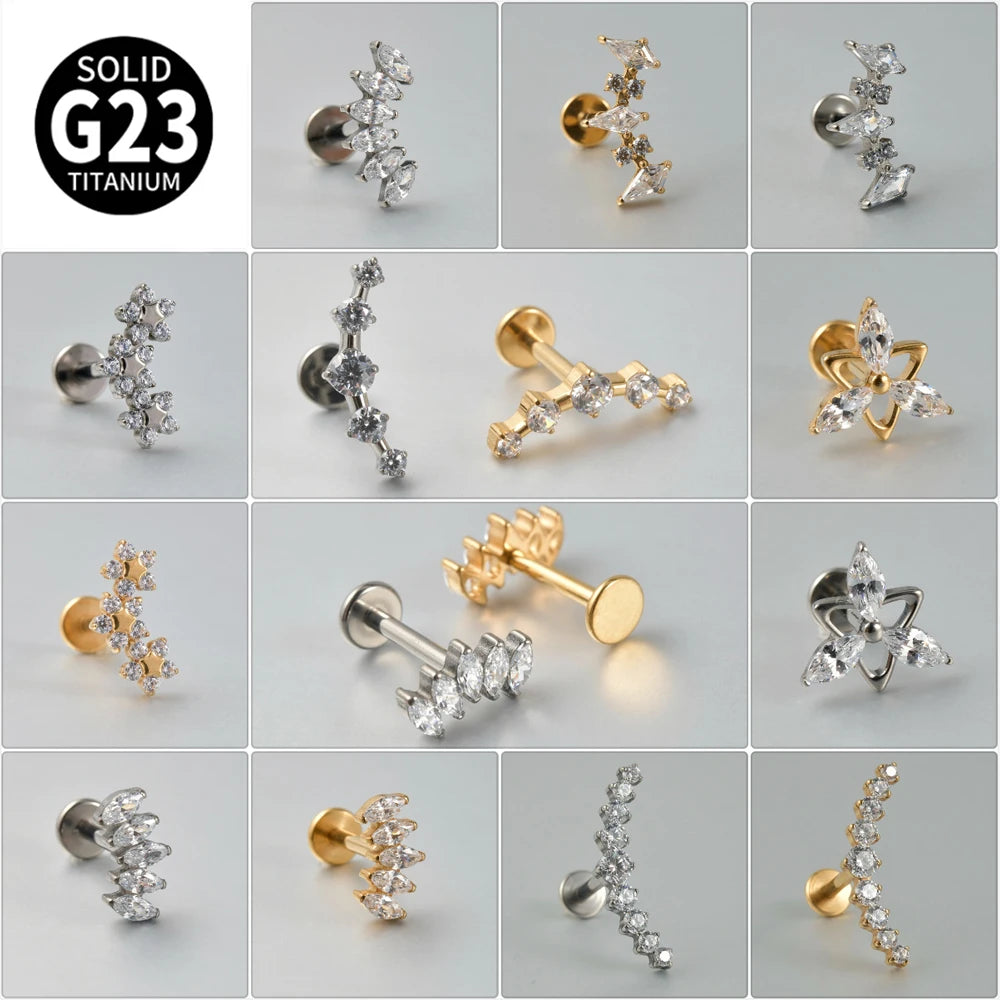 Piercing Minimalista de Titanio G23 – Arete Floral Elegante para Oreja