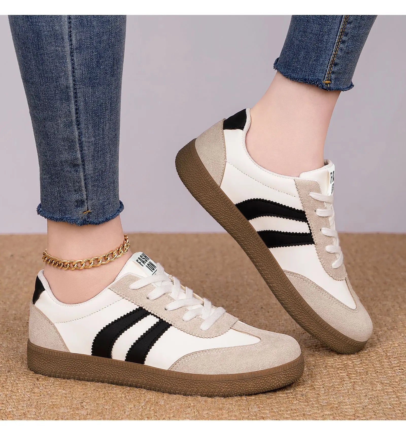 Tenis Mujer Deportivos con Cordones Transpirables y Diseño a Rayas