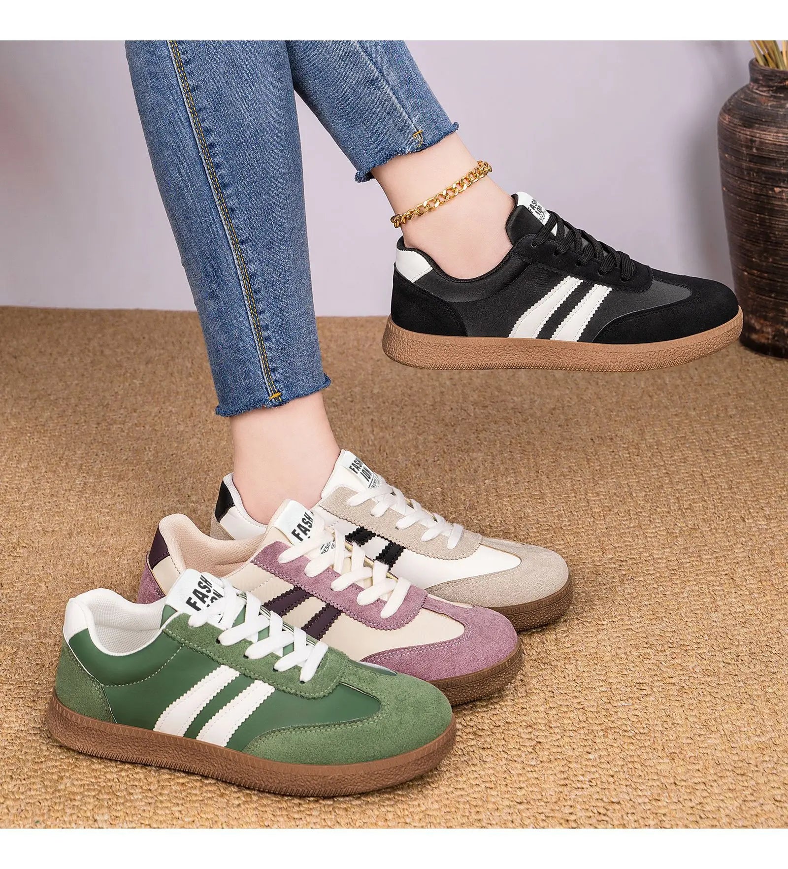 Tenis Mujer Deportivos con Cordones Transpirables y Diseño a Rayas