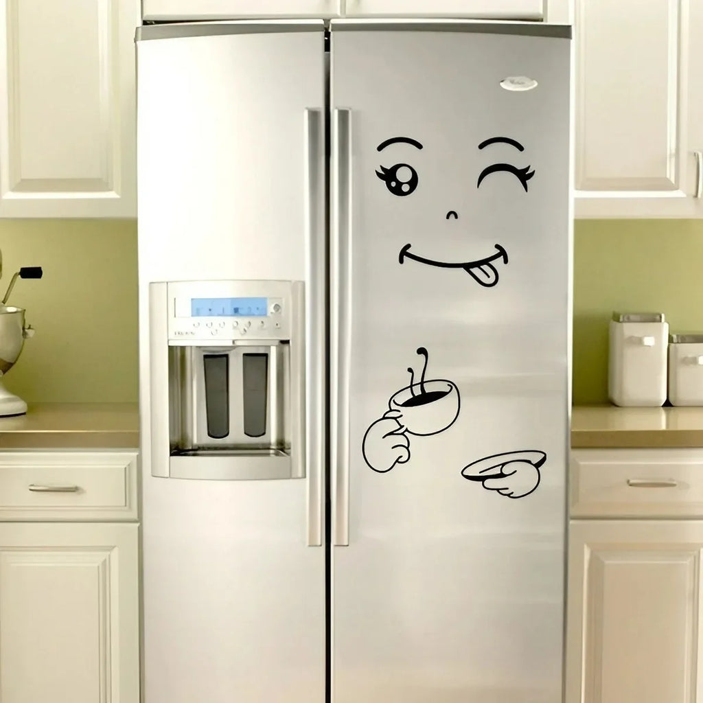 Sticker Cute para Nevera Carita Feliz | Vinilo Decorativo Creativo para Cocina y Refrigerador