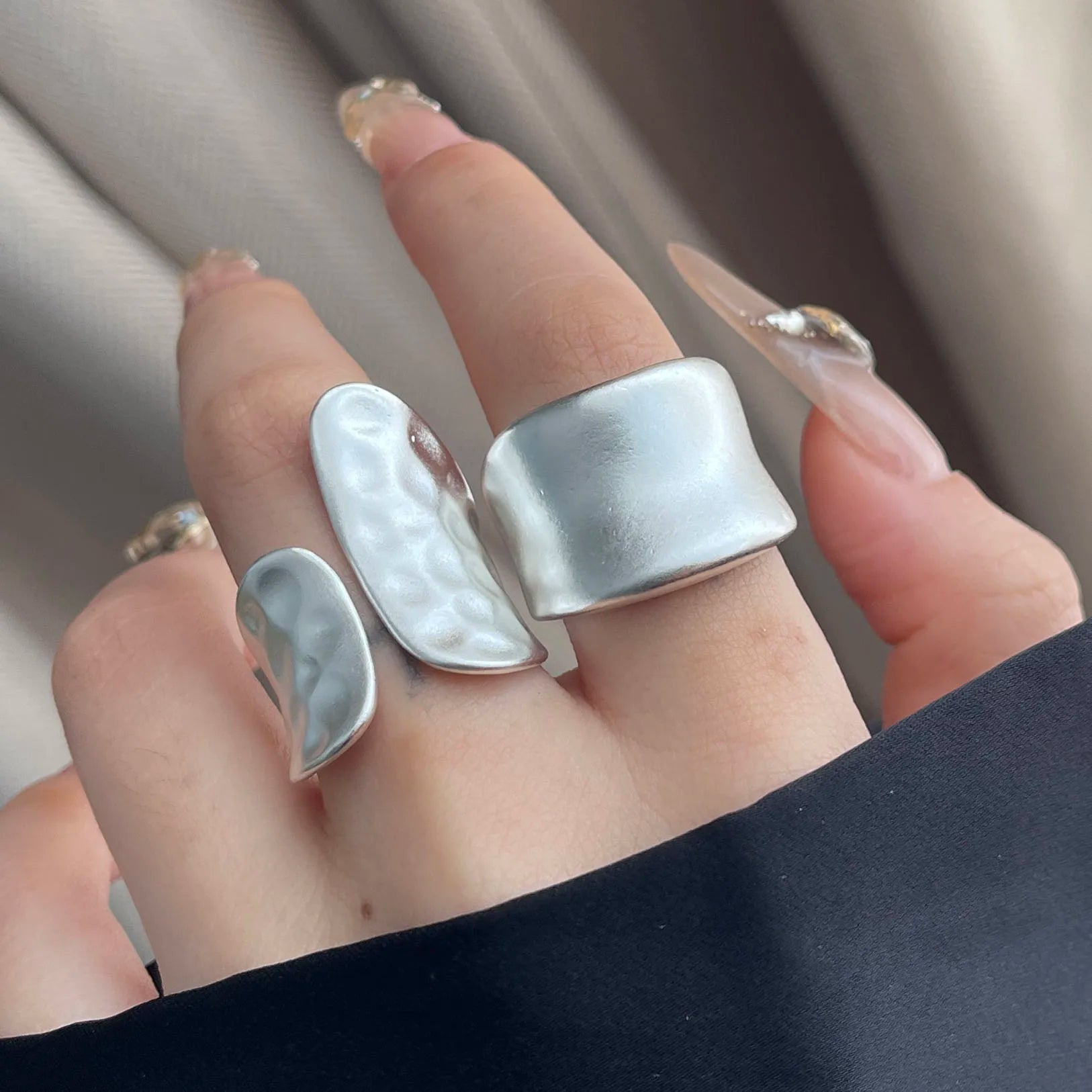 Anillo de Plata 925 Ajustable para Mujer – Diseño Geométrico de Lujo y Brillo