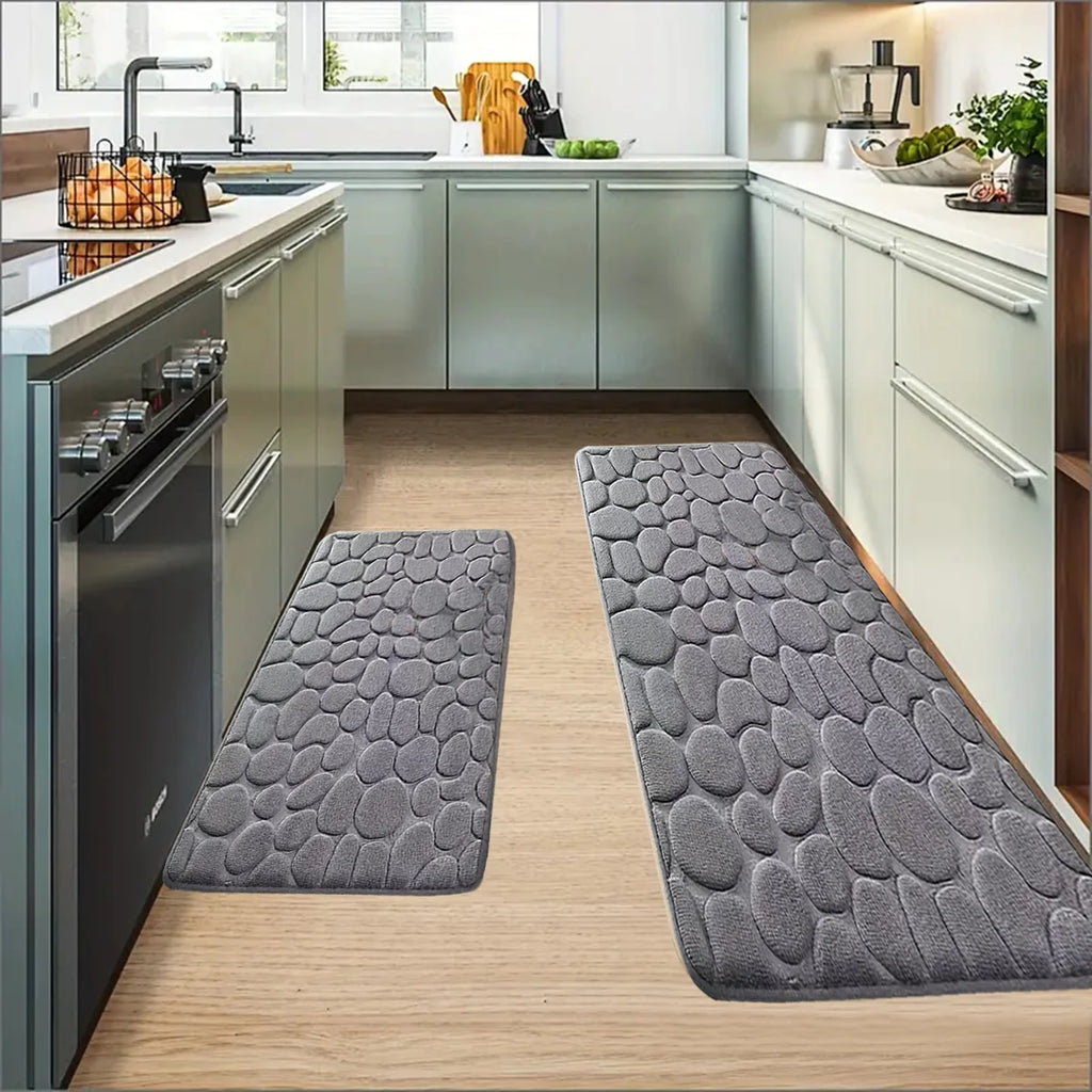 🏡 Tapete de Cocina Antideslizante Suave Diseño Piedra | Alfombra Absorbente Lavable para Hogar
