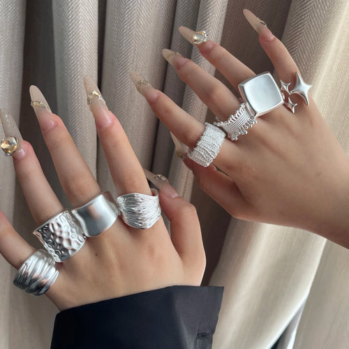 Anillo de Plata 925 Ajustable para Mujer – Diseño Geométrico de Lujo y Brillo
