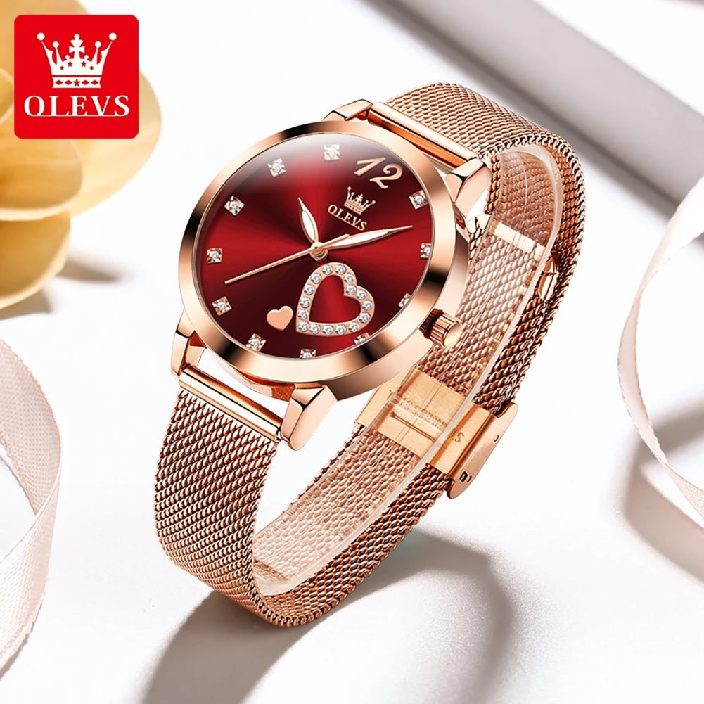 Reloj OLEVS Mujer Casual Elegante con Malla Acero, Brillos y Resistente al Agua