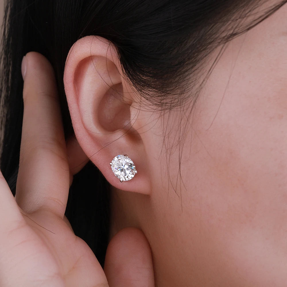 Aretes Moissanita Oval 1-4CT Plata 925 Brillantes Unisex Elegantes