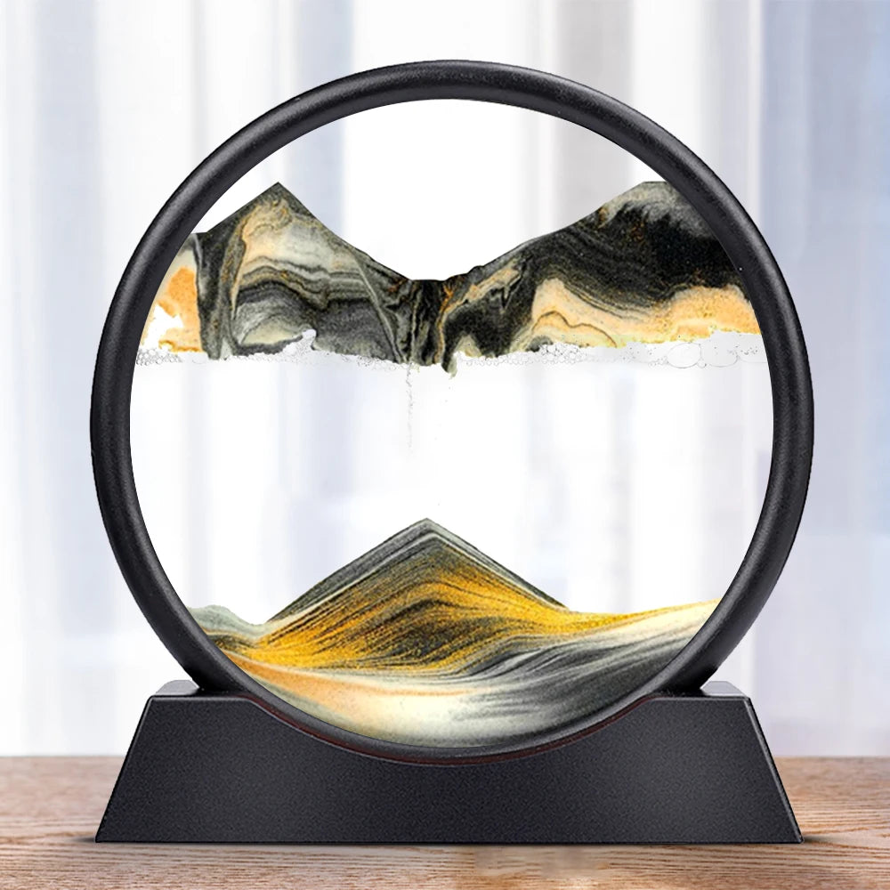 🌊 Cuadro de Arena en Movimiento 3D de Vidrio | Decoración Relajante Tipo Reloj de Arena para Hogar Moderno