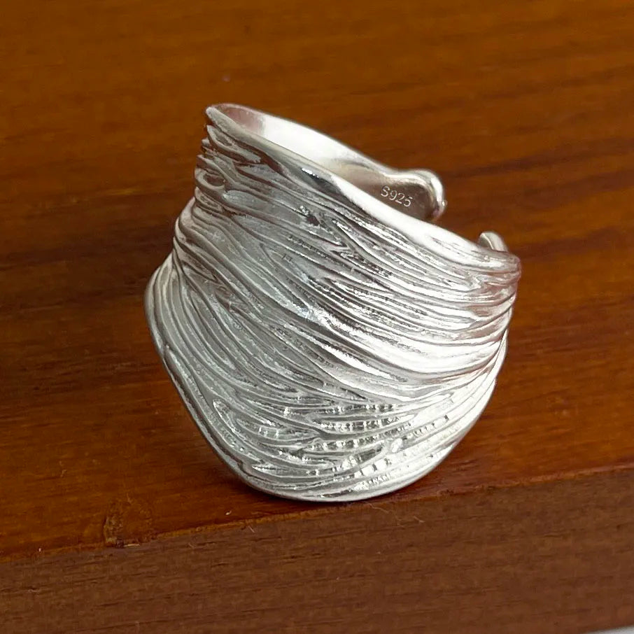 Anillo de Plata 925 Ajustable para Mujer – Diseño Geométrico de Lujo y Brillo