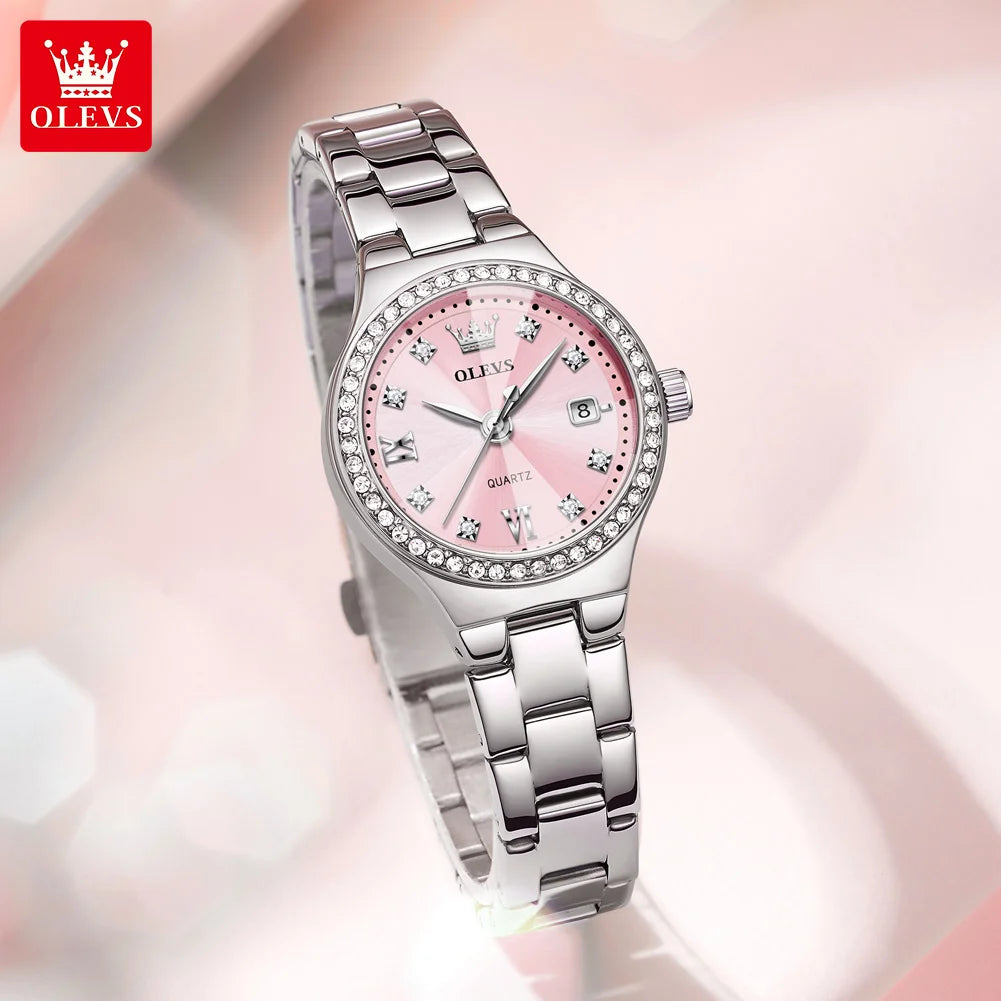 Reloj OLEVS Mujer Elegante Acero Inoxidable con Fecha y Resistente al Agua