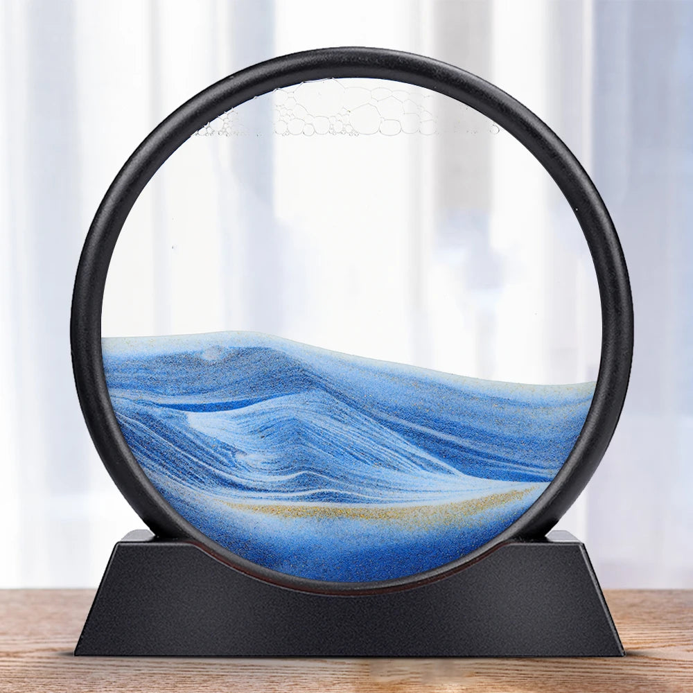 🌊 Cuadro de Arena en Movimiento 3D de Vidrio | Decoración Relajante Tipo Reloj de Arena para Hogar Moderno
