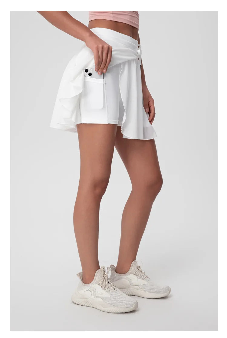 Falda Deportiva Mujer con Short Interno, Cintura Alta y Malla Transpirable