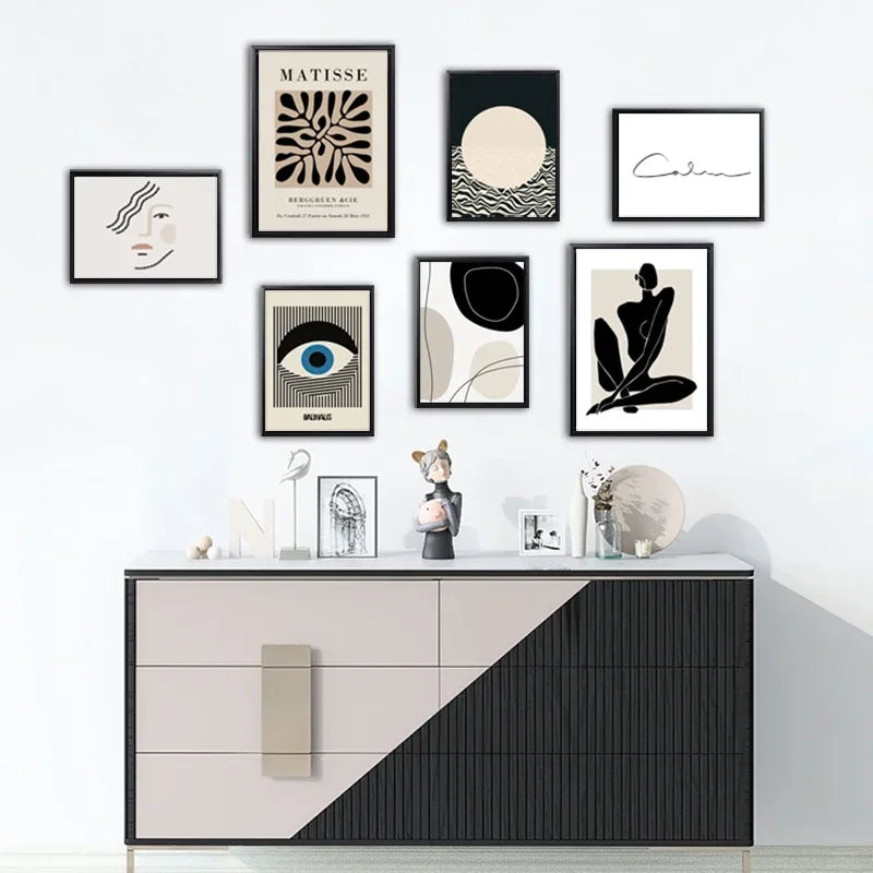 🖼️ Set de Marcos de Fotos Negros Minimalistas 5/7/9/14 Piezas | Decoración de Pared Estilo Nórdico para Hogar