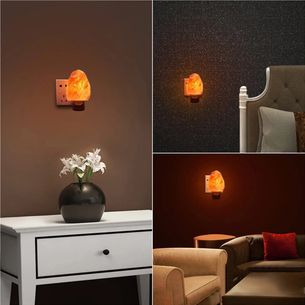 🧂💡 Lámpara de Sal del Himalaya LED con Luz Nocturna | Decoración de Mesa para Dormitorio y Sala con Enchufe