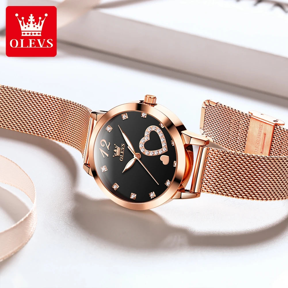 Reloj OLEVS Mujer Casual Elegante con Malla Acero, Brillos y Resistente al Agua