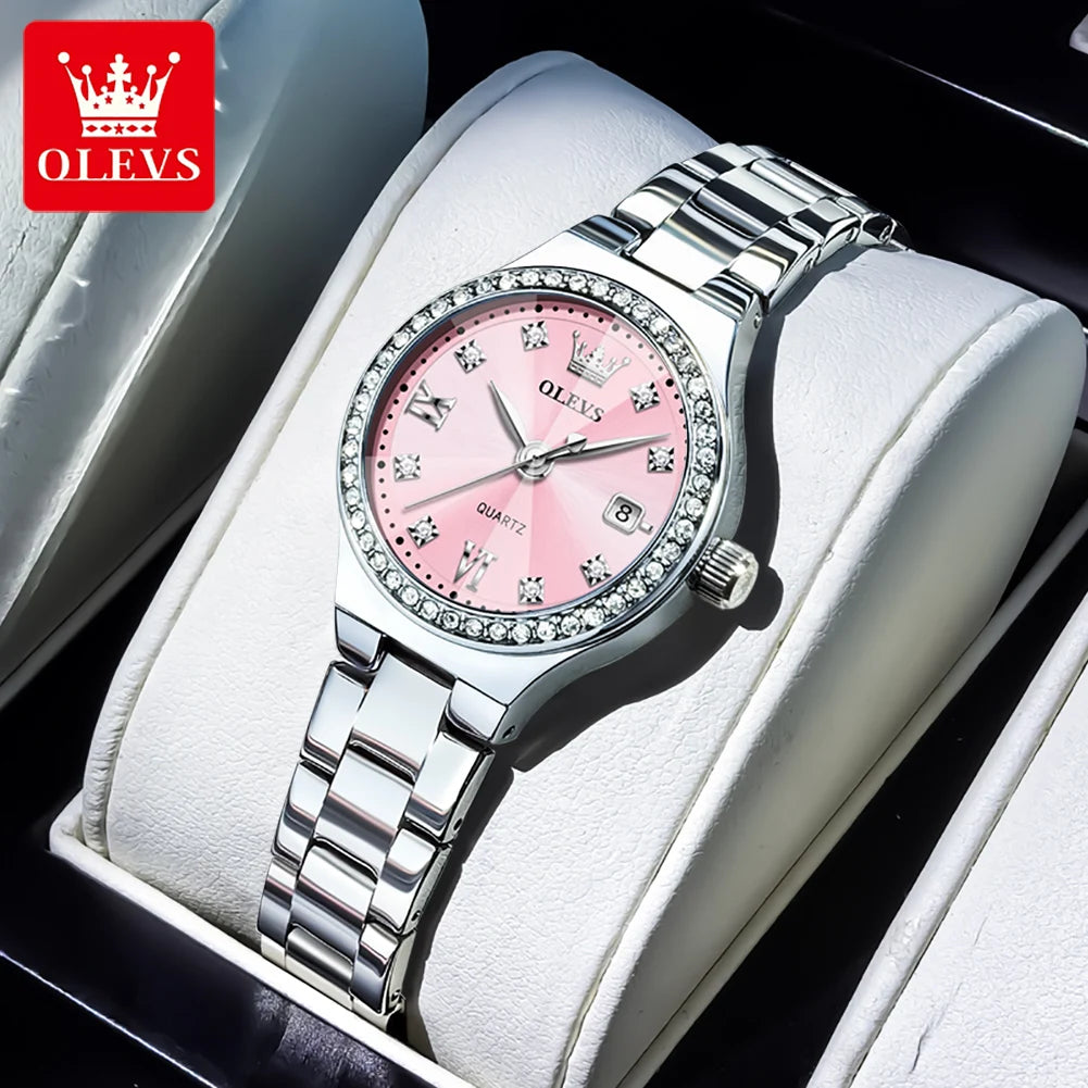 Reloj OLEVS Mujer Elegante Acero Inoxidable con Fecha y Resistente al Agua