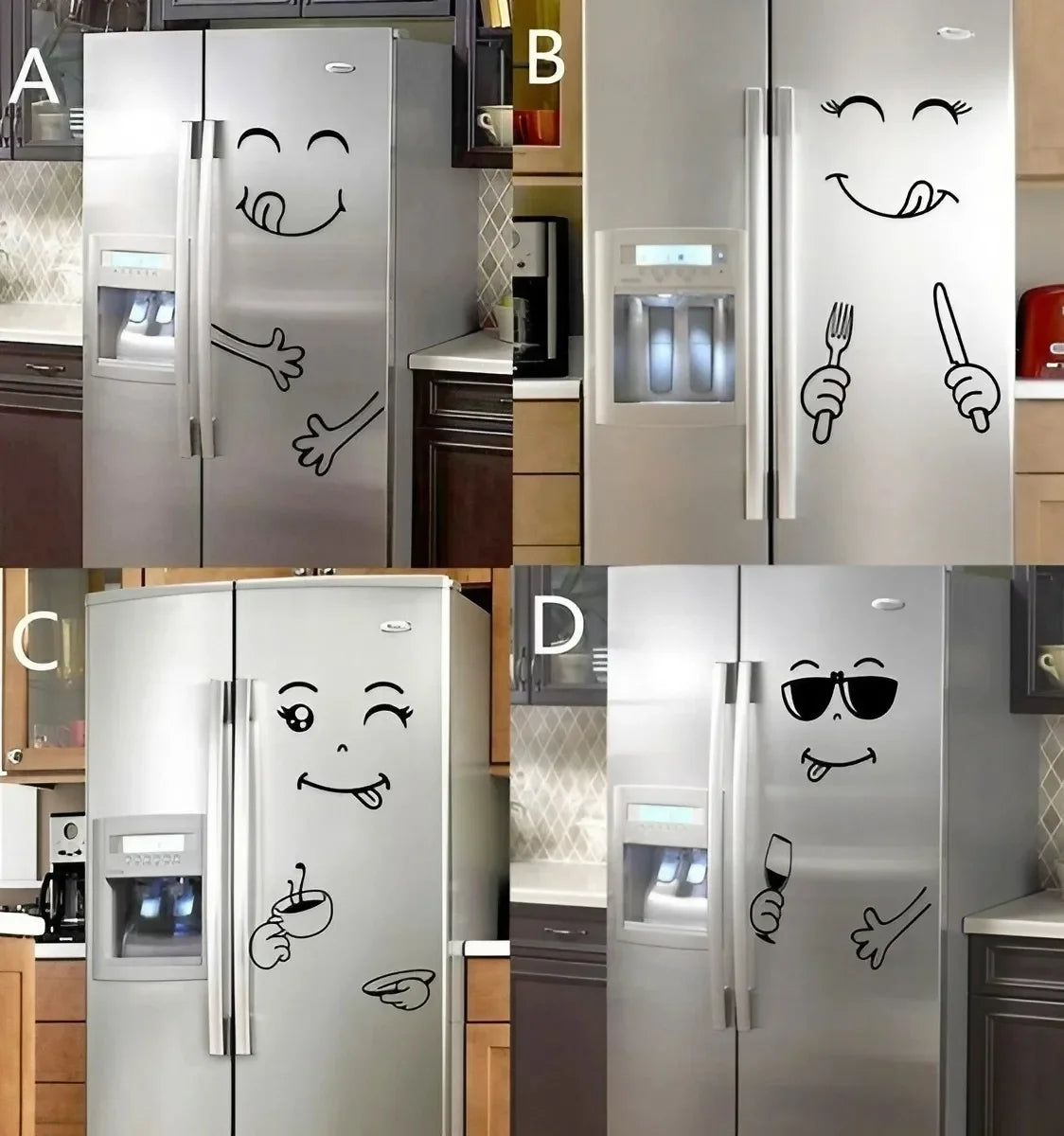 Sticker Cute para Nevera Carita Feliz | Vinilo Decorativo Creativo para Cocina y Refrigerador