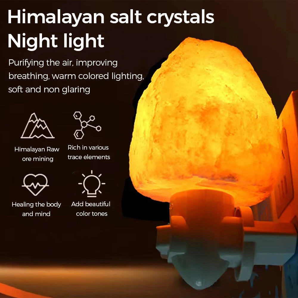 🧂💡 Lámpara de Sal del Himalaya LED con Luz Nocturna | Decoración de Mesa para Dormitorio y Sala con Enchufe