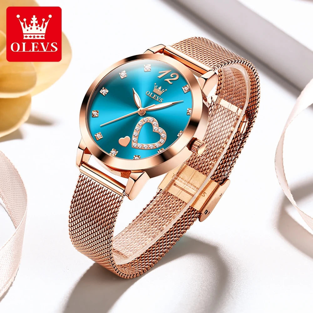 Reloj OLEVS Mujer Casual Elegante con Malla Acero, Brillos y Resistente al Agua