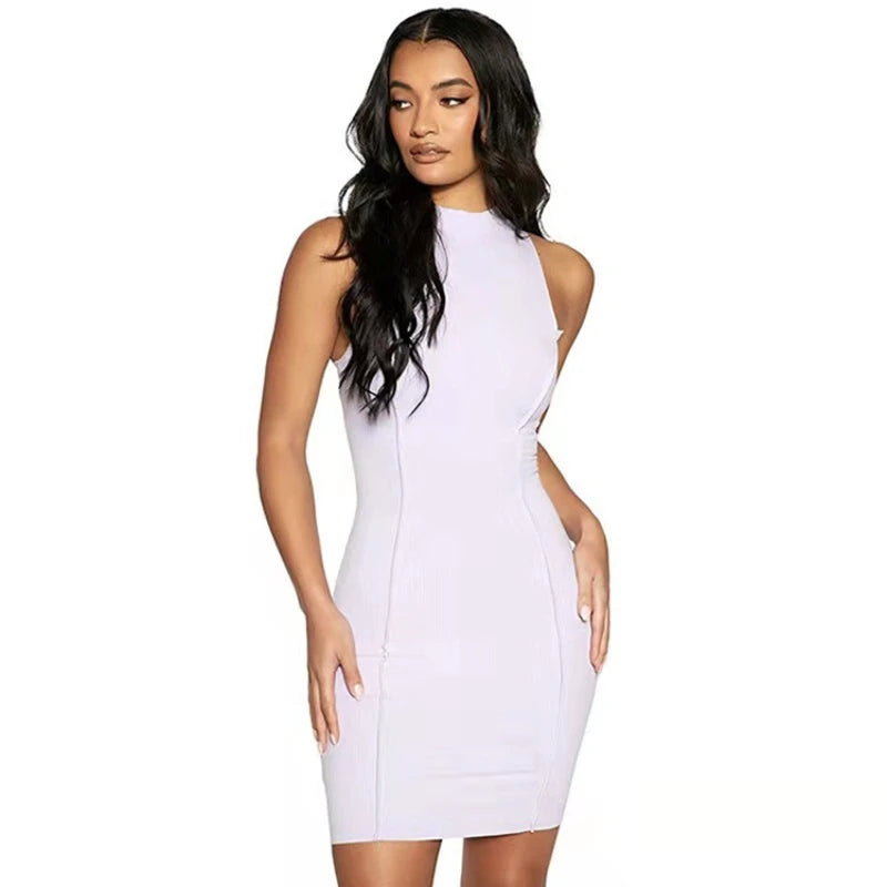 Vestido Mini Ajustado de Verano para Mujer – Corte Wrap, Sin Mangas y Estilo Sexy Moderno