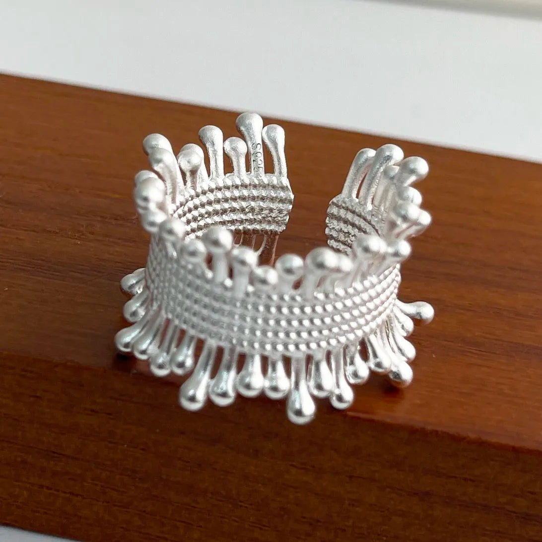 Anillo de Plata 925 Ajustable para Mujer – Diseño Geométrico de Lujo y Brillo