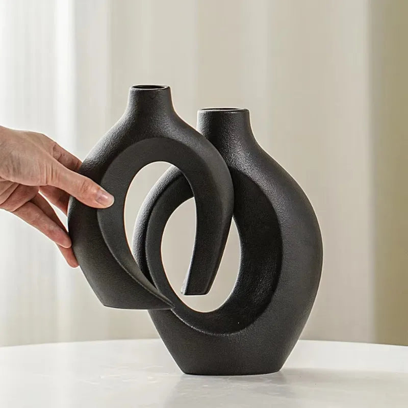 🌿 Set de 2 Jarrones Decorativos Estilo Nórdico Moderno | Jarrones Huecos para Decoración del Hogars