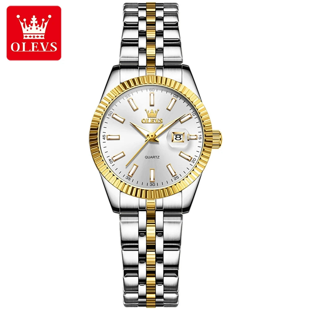 Reloj OLEVS Mujer Elegante Acero Inoxidable con Fecha y Resistente al Agua
