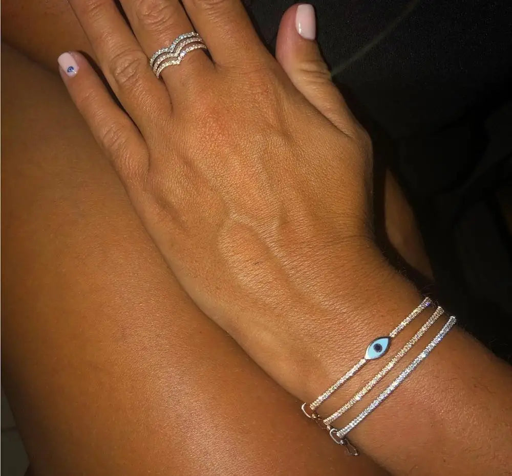Pulsera Mujer Ojo Turco Oro Rosa Estilo Boho de la Suerte