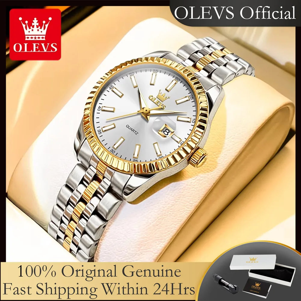 Reloj OLEVS Mujer Elegante Acero Inoxidable con Fecha y Resistente al Agua