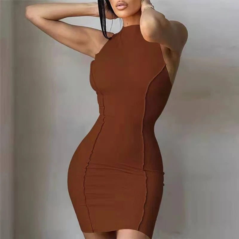 Vestido Mini Ajustado de Verano para Mujer – Corte Wrap, Sin Mangas y Estilo Sexy Moderno