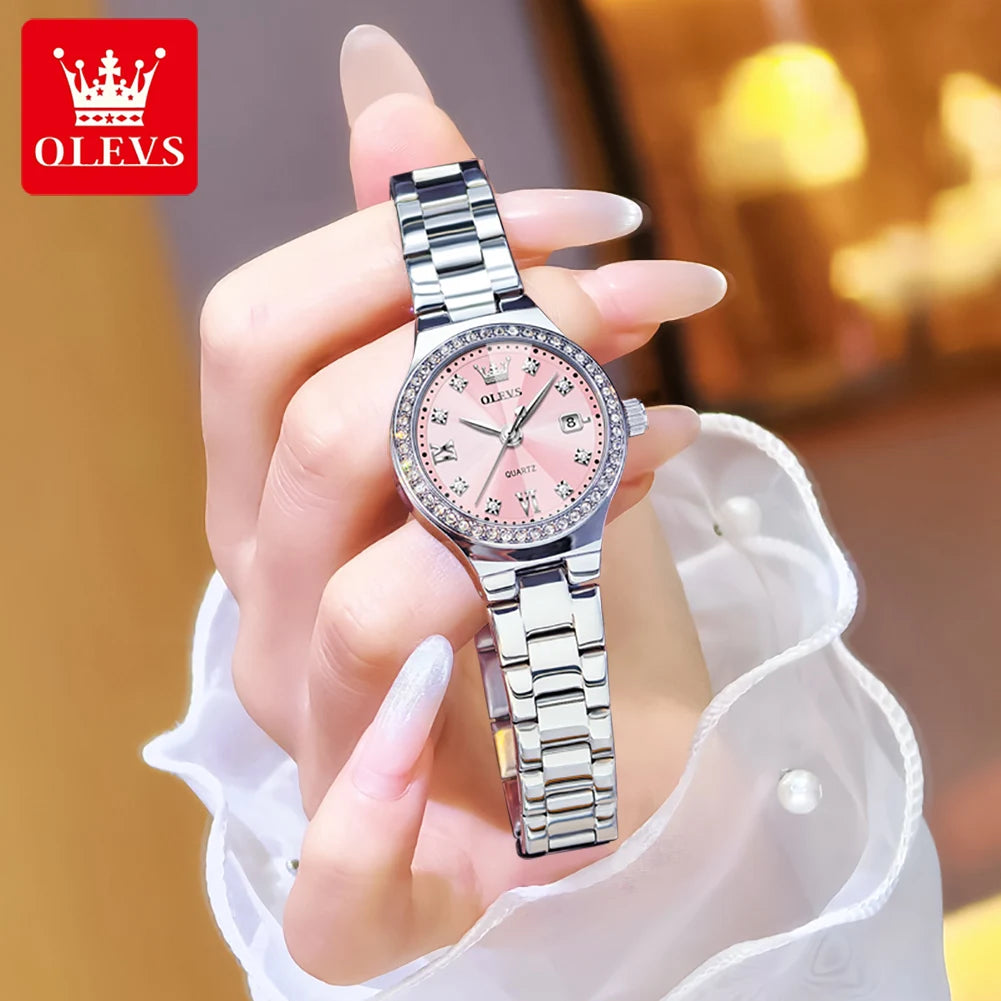 Reloj OLEVS Mujer Elegante Acero Inoxidable con Fecha y Resistente al Agua