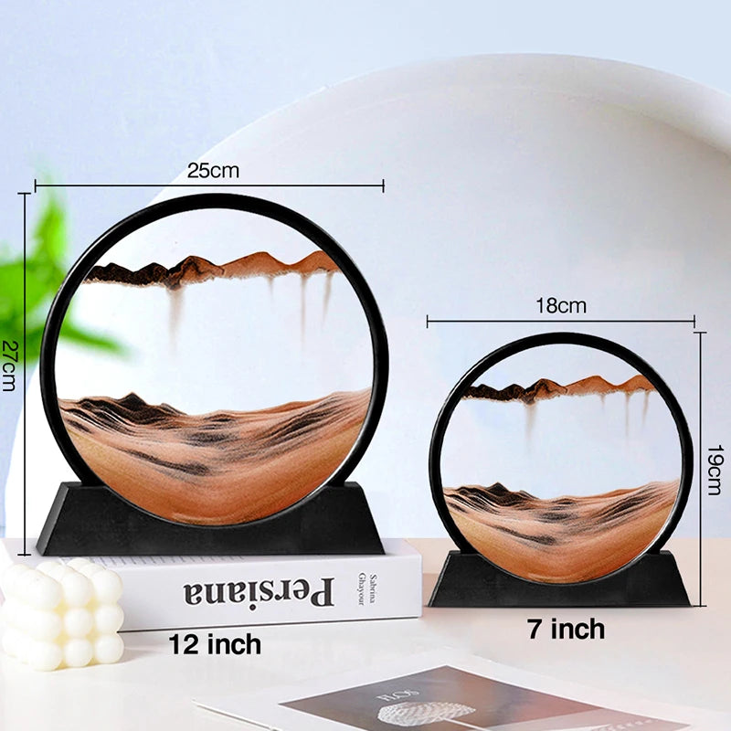 🌊 Cuadro de Arena en Movimiento 3D de Vidrio | Decoración Relajante Tipo Reloj de Arena para Hogar Moderno