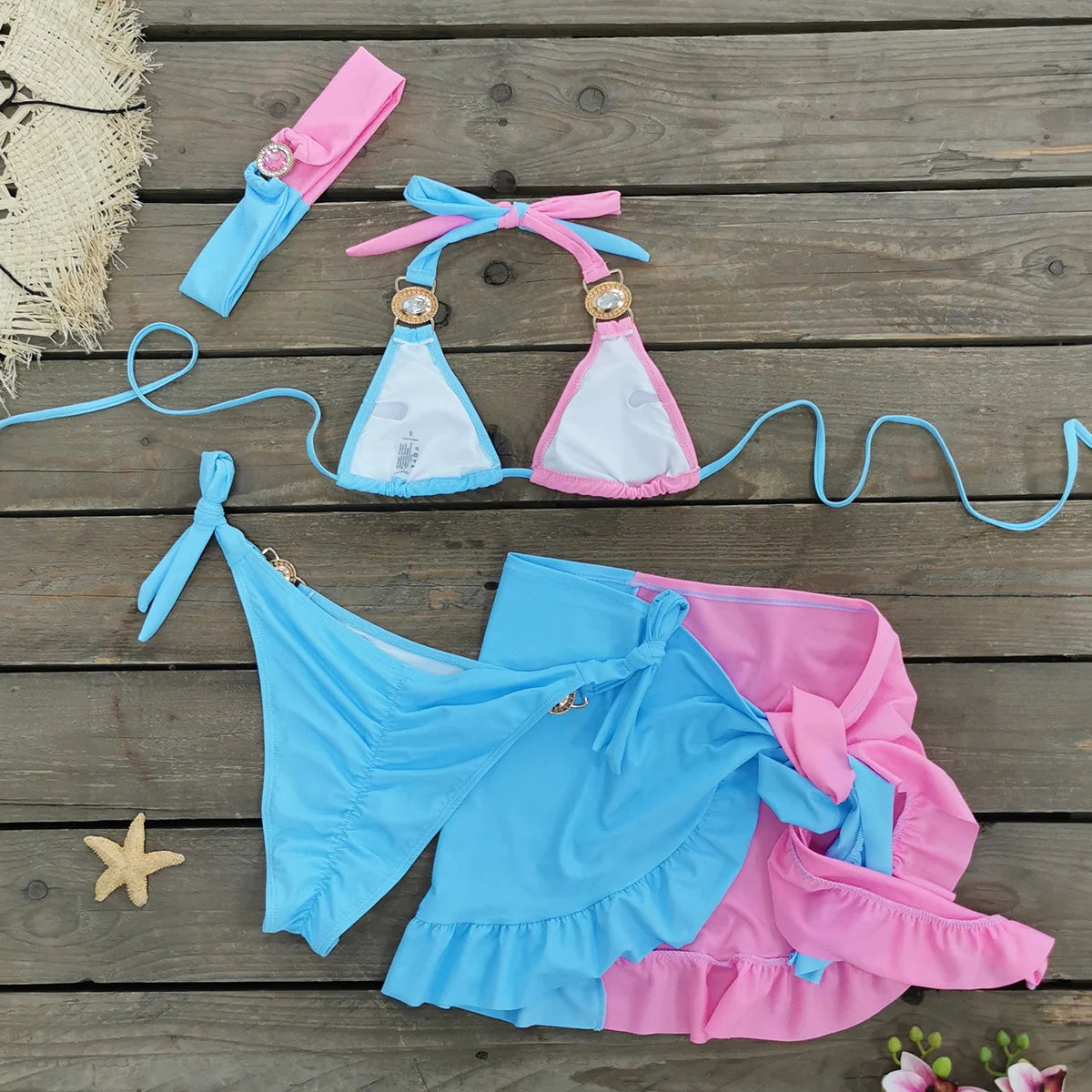 **Bikini Brasileño con Rhinestones y Diamantes para Mujer | Traje de Baño Sexy de 2 Piezas Brillante**