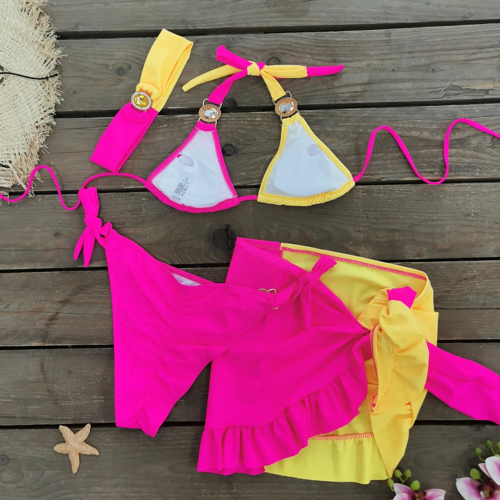 **Bikini Brasileño con Rhinestones y Diamantes para Mujer | Traje de Baño Sexy de 2 Piezas Brillante**