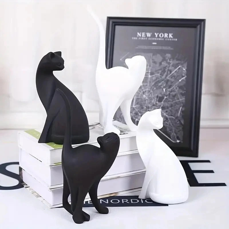 🐱 Figura Decorativa de Pareja de Gatos en Resina | Escultura Romántica para Hogar y Regalo Especial