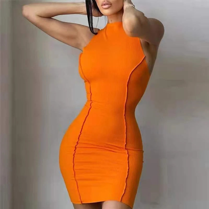 Vestido Mini Ajustado de Verano para Mujer – Corte Wrap, Sin Mangas y Estilo Sexy Moderno