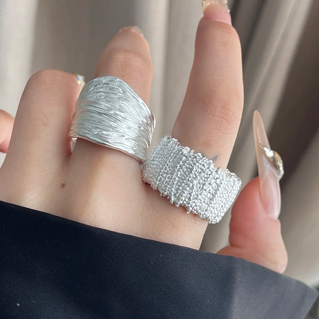 Anillo de Plata 925 Ajustable para Mujer – Diseño Geométrico de Lujo y Brillo