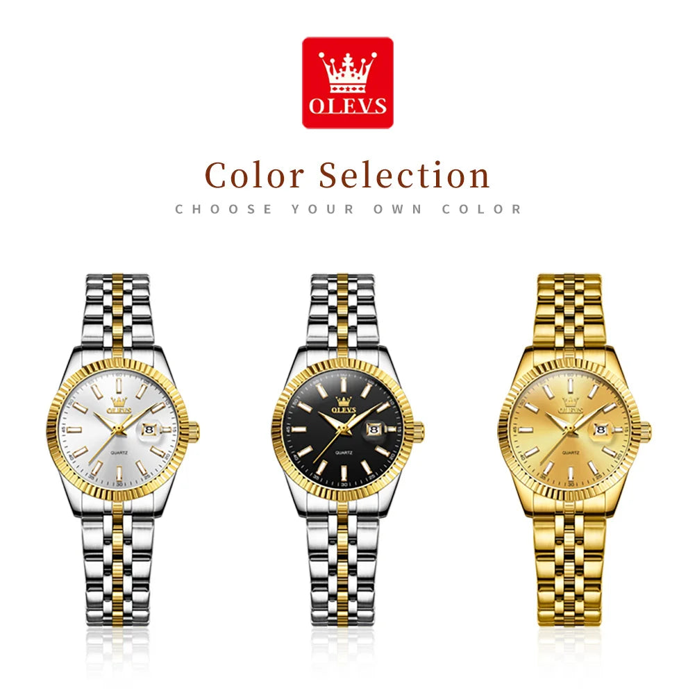 Reloj OLEVS Mujer Elegante Acero Inoxidable con Fecha y Resistente al Agua