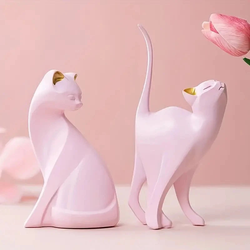 🐱 Figura Decorativa de Pareja de Gatos en Resina | Escultura Romántica para Hogar y Regalo Especial