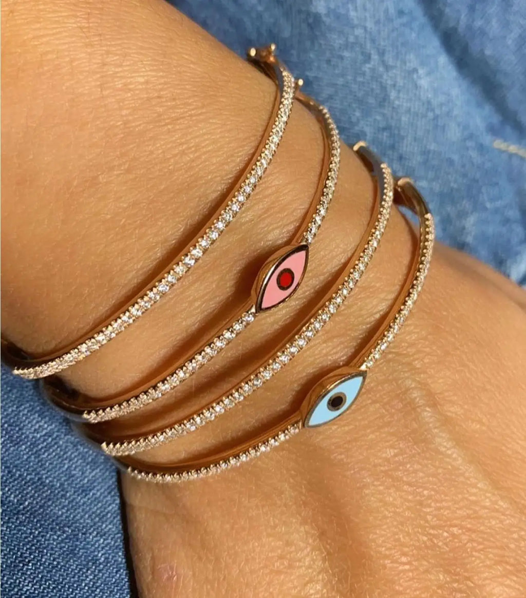 Pulsera Mujer Ojo Turco Oro Rosa Estilo Boho de la Suerte