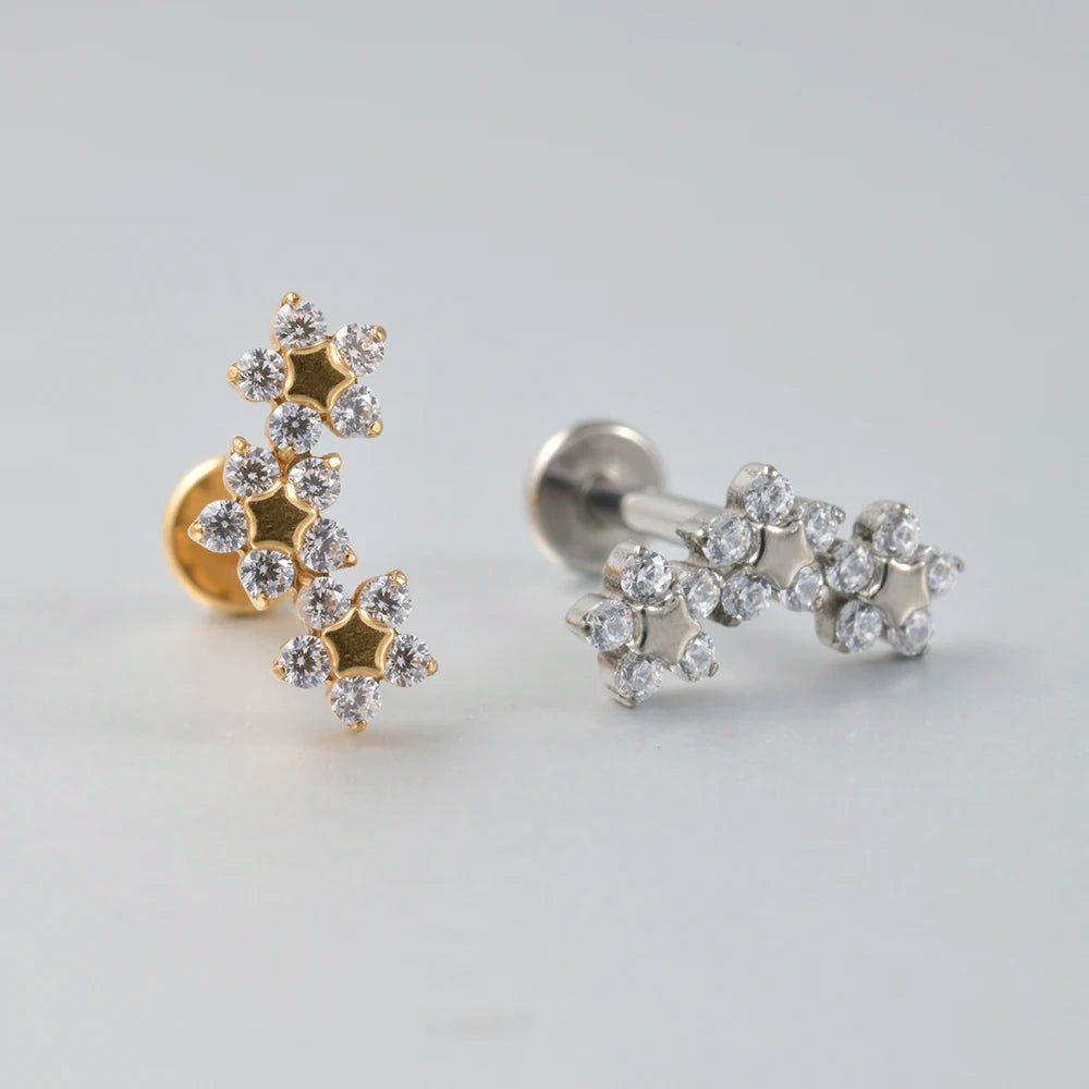 Piercing Minimalista de Titanio G23 – Arete Floral Elegante para Oreja