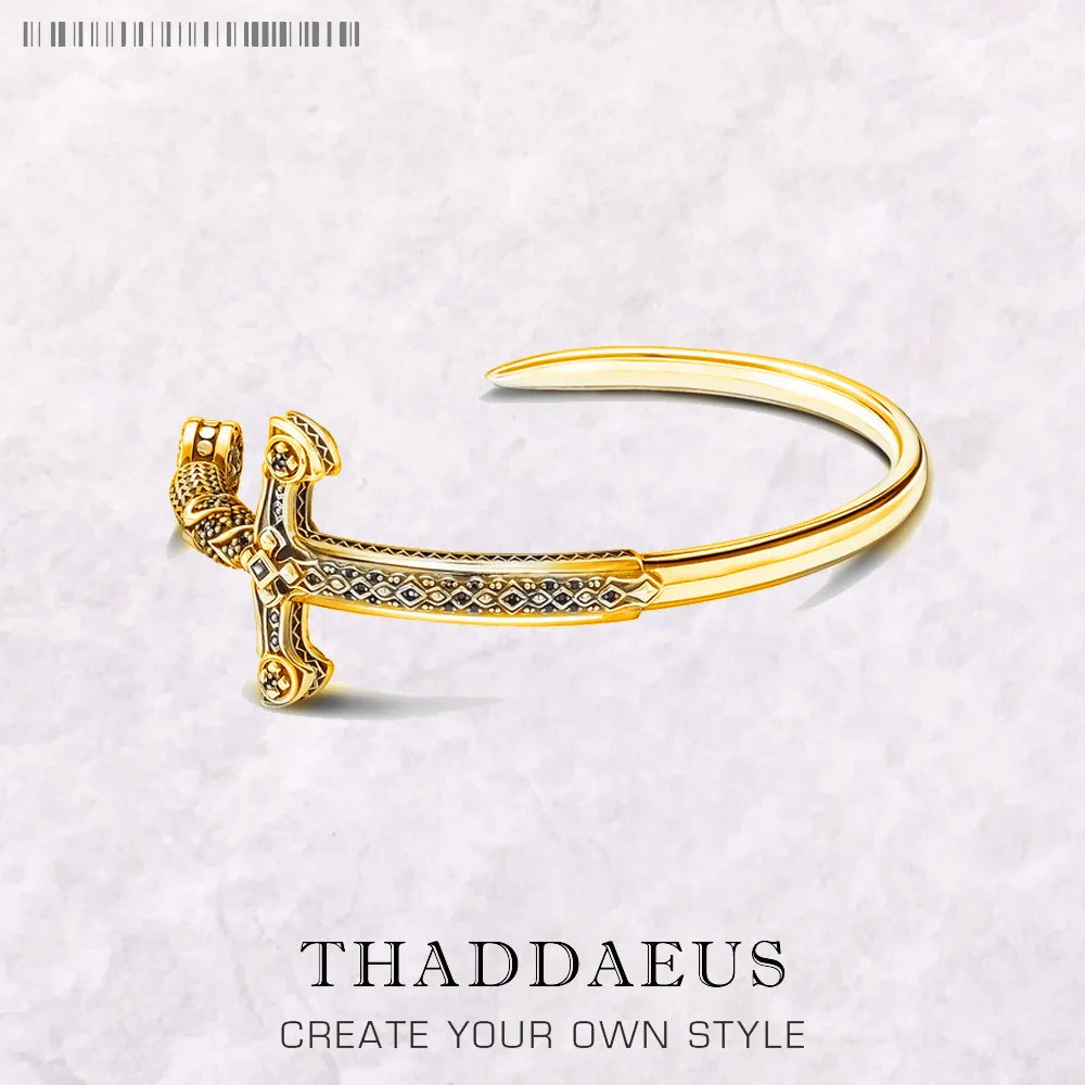 Pulsera Brazalete Espada Dorada Vintage Unisex Elegante