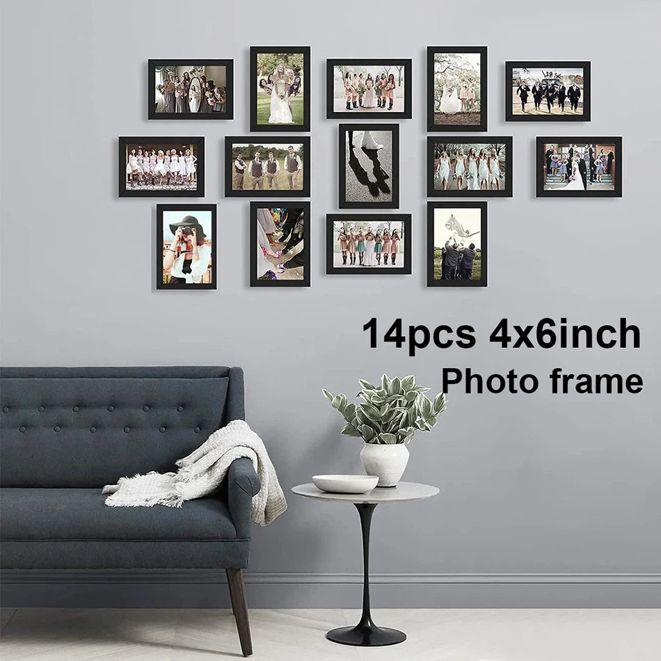 🖼️ Set de Marcos de Fotos Negros Minimalistas 5/7/9/14 Piezas | Decoración de Pared Estilo Nórdico para Hogar
